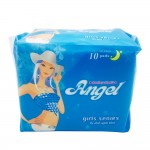 Angel Sanitary Napkin Girl Series Wing Perforated Night 10's