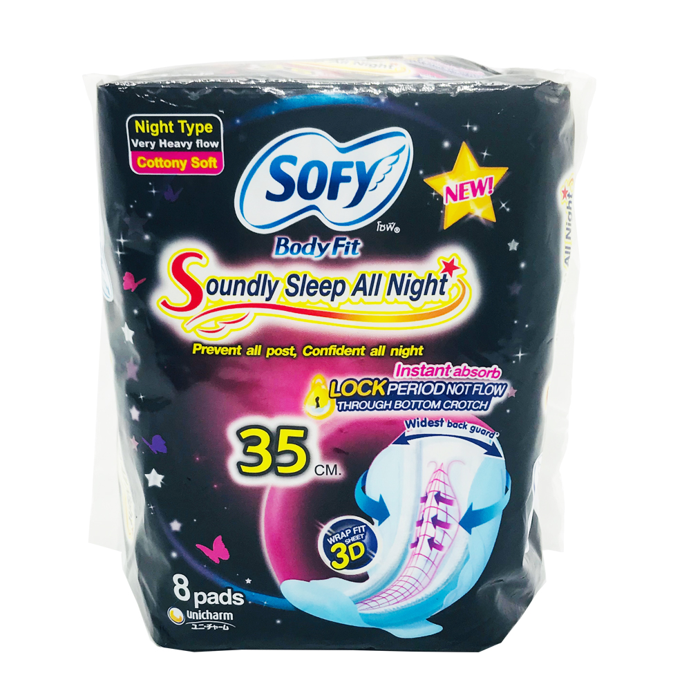 Sofy Body Fit Sanitary Napkin Wing Cotton Night 35cm 16's